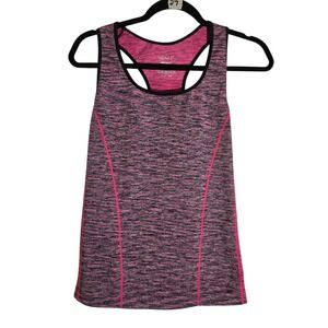Kimberly C Womens One Size Athletic Tank Top Pink Black Heathered Racerback